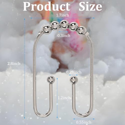 Resze U Shaped Shower Curtain Hooks Rings,12 Pcs Durable Rust Resistant Metal Shower Hooks, Double Glide Smoothly Anti-Drop Shower Rings for Shower Curtain Rod, Nickel - color: Nickel