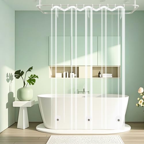 Seenus Waterproof Clear Shower Curtain Liner with 3 Large Magnets, 60 x 72 inch Bpa-Free PEVA 8G Plastic Shower Liner Weighted, Transparent Bathroom Shower Curtain for Walk-in - color: Clear, size: 60"W x 72"L (Pack of 1)