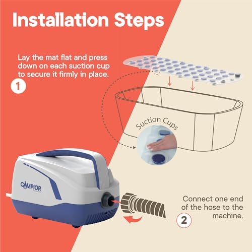 Bubble Bath Massager Mat for Bathtub, 47.24" x 14.57" Full-Body Heated Air Spa with 6-Level Adjustable Bubbles, Non-Slip Waterproof Design, Remote Control, For Stress, Muscle Relief & Relaxation, Blue - color: Blue