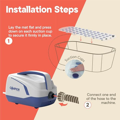 Bubble Bath Massager Mat for Bathtub, 47.24" x 14.57" Full-Body Heated Air Spa with 6-Level Adjustable Bubbles, Non-Slip Waterproof Design, Remote Control, For Stress, Muscle Relief & Relaxation, Blue - color: Blue