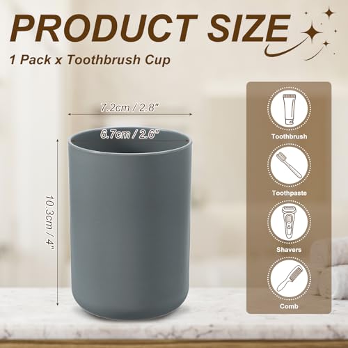 uxcell Bathroom Tumblers, 14oz Reusable Toothbrush Cup 2.8x4 Plastic Cup for Bathroom Travel Home Toothpaste Makeup Brush Holder Mouthwash Water Beverages Combs, Gray - color: Gray