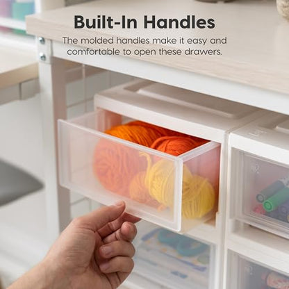 IRIS USA 4-Pack, 6 Qt. Small Stacking Drawer Storage Organizer, White | Organize craft supplies, accessories, office items, and small essentials around your home with separate storage spaces