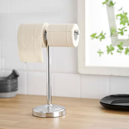 RUMOSE Polished Chrome Hand Towel Holder Stand Countertop Towel Rack | 13 Inch Bathroom Kitchen Vanity T-Shape Towel Stand Free Standing Stainless Steel Towel Bar Towel Ring - color: Polished Chrome