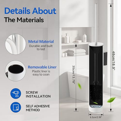 Wall Mounted WhiteToilet Brush with Holder,Durable Cleaning Toilet Bowl Brushes with Holders - color: White