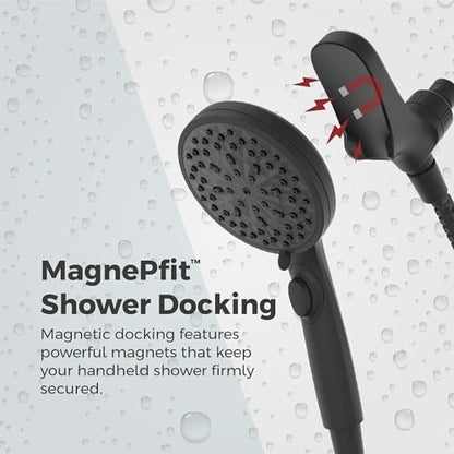 Pfister HydroFuse Handheld Shower Head, Hose Included, Magnetic Docking, 6-Function, 2.5 GPM, Spot Defense Matte Black Finish, 016HFM01SDB - color: Spot Defense Matte Black, size: 2.5 GPM