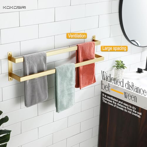KOKOSIRI Bath Towel Bars Bathroom 2-Tiers Ladder Brushed Gold Towel Rails 32-Inch Towel Holders Wall Mounted Towels Shelves Rack Stainless Steel, B5008BG-L32 - color: Brushed Gold, size: 32-Inch