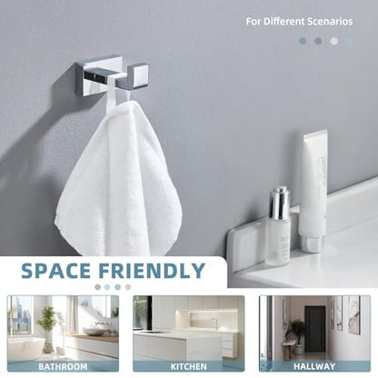 Suyar Bathroom Towel Hook Chrome, Coat Robe Holder, Wall Hook | SUS304 Stainless Steel, Screw Mount - color: Chrome