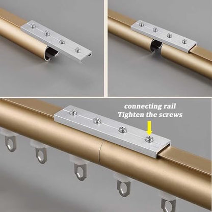 Single Roman Rail Silent wall Mounted Track Curtain Track Wall Mount Curtain Rods Room Divider Heavy-Duty Curtains Rails for Privacy in Open Rooms Easy to Install(Gold,1.1m(3.6ft)) - color: Gold, size: 1.1m(3.6ft)
