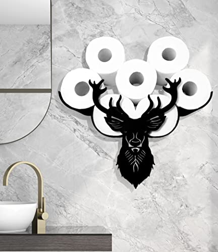 Metal Deer Toilet Paper Holders,Wall-Mounted Storage Tissue Paper Holders | Funny Animals Paper Holders for Indoor Bathrooms Kitchen,Toilet Rolls Tissue Storage Fit 8 Rolls,Practical and Convenient - color: Deer