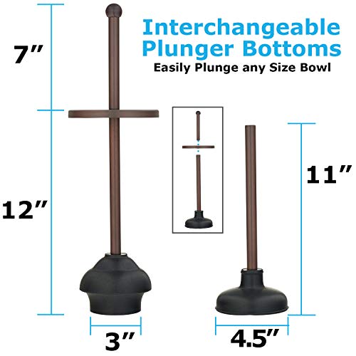 Blue Donuts Toilet Brush and Plunger Set with Holder, Modern Oil Rubbed Bronze Bathroom Accessories Toilet Plunger and Toilet Bowl Brush Combo - color: Bronze