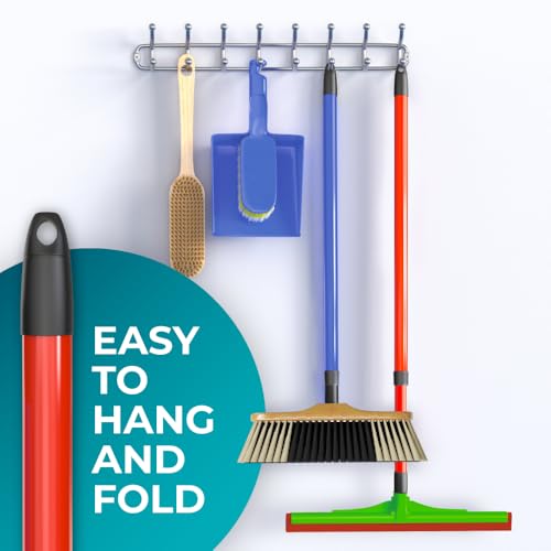 HeloMorSqueegee Broom Scrubbing Brush with Telescopic Long Handle for Garage, Patio, Deck, Tile and Shower (59 Inch (Metal Broom Handle)) - size: 59 Inch (Metal Broom Handle)
