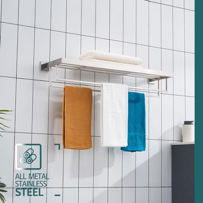 KOKOSIRI Towel Rack 32-Inch Bathroom Towel Shelves with Double Towel Bars SUS304 Stainless Steel Wall Mounted, Brushed Nickel B6003BR-L32 - color: Brushed Steel, size: 32-Inch