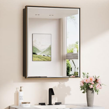 TokeShimi 24 x 30 Recessed Medicine Cabinet, Oil Rubbed Bronze Bathroom Medicine Cabinet with Mirror, Stepless Adjustable Shelves, Beveled Aluminum Frame, DTC Hinge - color: Oil Rubbed Bronze, size: 24x30 IN