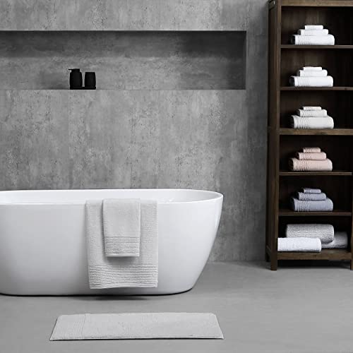 Vera Wang - Bath Towels, Plush Cotton Bathroom Towels with Zero Twist Design, Highly Absorbent & Low-Lint, Set of 6 (Sculpted Pleat White) - color: Sculpted Pleat White, size: 6 Piece