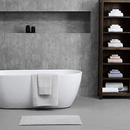 Vera Wang - Bath Towels, Plush Cotton Bathroom Towels with Zero Twist Design, Highly Absorbent & Low-Lint, Set of 6 (Sculpted Pleat White) - color: Sculpted Pleat White, size: 6 Piece