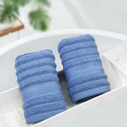 Ribbed Hand Towels for Bathroom, Hotel & Spa Quality Soft Hand Towel Set | for Men Women, 480 GSM (Ocean Blue) - color: Ocean Blue