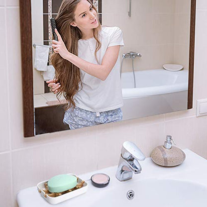 Bamboo Wooden Soap Dishes for Bathroom Bar Soap Holder Shower Soap Holder Sink Deck Bathtub Shower Tray (One Pieces White) - color: One Pieces White