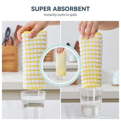 Egles 8 Pack Kitchen Dish Cloths and Dish Towels Set | 100% Cotton Terry Dishcloths, 12 x 12 Inch & 15 x 27 Inch, Scrubbing Wash Cloths - color: Blue, Green, Red, Yellow, size: 12"x12"+15"x27" - 8 pcs