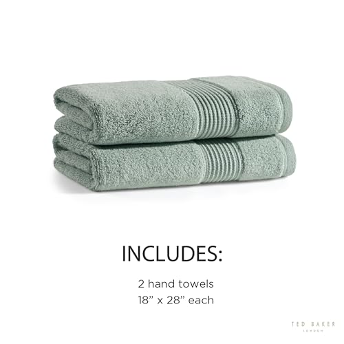 Ted Baker 2-Pack Hand Towel Set Cotton Highly Absorbent 18 x 28 Sage Green - color: Sage, size: Hand Towel Set - 2 Piece