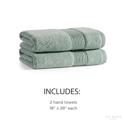 Ted Baker 2-Pack Hand Towel Set Cotton Highly Absorbent 18 x 28 Sage Green - color: Sage, size: Hand Towel Set - 2 Piece