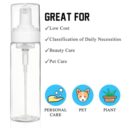 2PCS 200ml/7oz Foam Pump Bottles, Travel Size Foaming Dispenser | Reusable travel foam pump bottles for hand soap, lash cleanser, shampoo & body wash