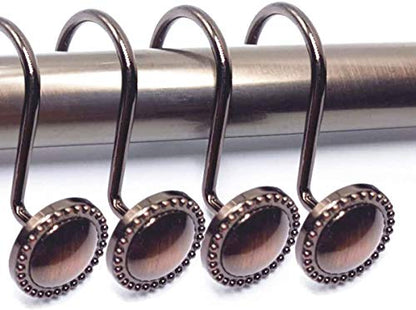 Curtain Hooks, Heavy Duty Zinc Alloy Shower Curtain Hooks (Beaded Circle, Oil- Rubbed Bronze)