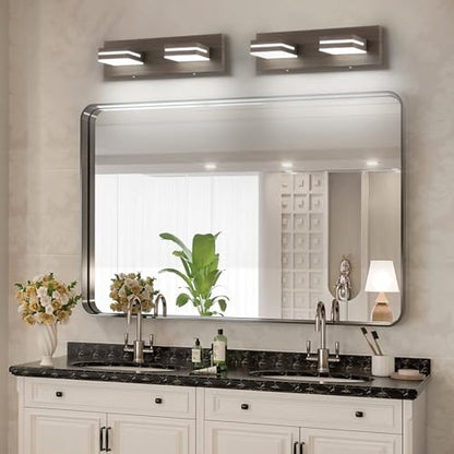 SineRise LED Modern Bathroom Vanity Light Fixtures, Modern Acrylic Bathroom Wall Lighting Fixtures Over Mirror, 2-Light, 15.5-Inch, Brown, White - color: Brown, White, size: 2-Light, 15.5-Inch
