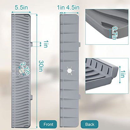 30 Inch Kitchen Sink Splash Guard, Large Size Faucet Mat for Kitchen Sink, Longer Silicone Faucet Handle Drip Catcher Tray for Kitchen Countertop, Bathroom, Farmhouse