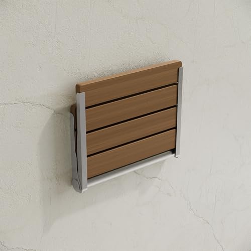 Swiss Madison Alliance 16" x 13" Folding Wall-Mounted Shower Seat in Natural Teak