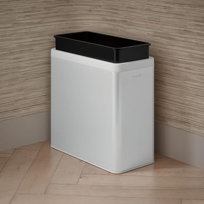 Kohler K-31313-STW 12-Liter Open-Top Trash Can, White Stainless Steel - color: White Stainless Steel, size: 3.1 Gallon - Open Top