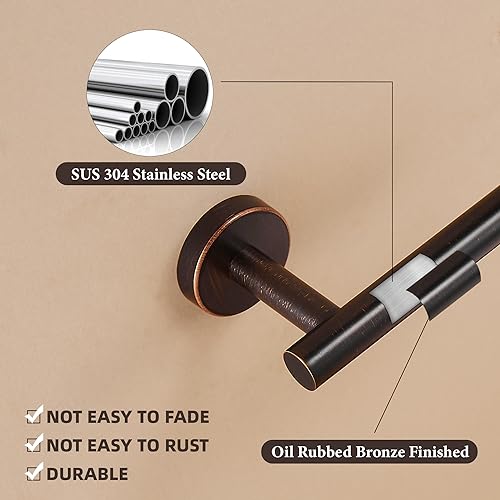 WINCASE Toilet Paper Holder Towel Holder, Oil Rubbed Bronze Bathroom Hardware Set, Hand Towel Ring Toilet Paper Roll Holder Wall Mount, Rustic Farmhouse Rustproof Stainless Steel Bathroom Accessories - color: Bronze