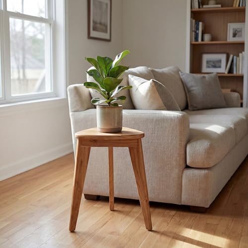 Teak Shower Stool, 17'' Shower Foot Rest for Shaving Legs, Waterproof Teak Shower Seat, Corner Shower Bench, Wooden Step Bench, Organizer Stool, Plant Stand for Living Room Bathroom - size: 17"H