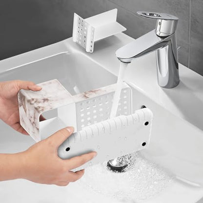 Toothbrush Holders for Bathroom Countertop Organizer (White Marble Grain) | Easy To Clean, Drainage, Non-Slip, Detachable, Kids Electric Toothbrush and Toothpaste Holder for Bathrooms - color: White Marble Grain