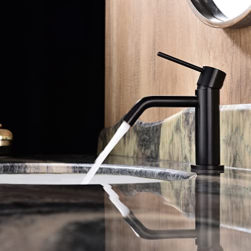 Oil Rubbed Bronze Bathroom Faucet Single Hole, Single Handle Bronze Sink Faucet Bathroom with Pop Up Drain and Water Faucet Supply Lines - color: Oil Rubbed Bronze, size: Faucet