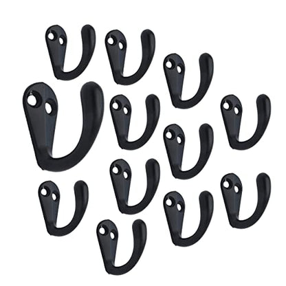 QCAA Premium Quality Single Prong Robe Hook Hanger, Zinc Die Cast, Matte Black, 12 Pack - color: Matte Black, size: 12 Pack