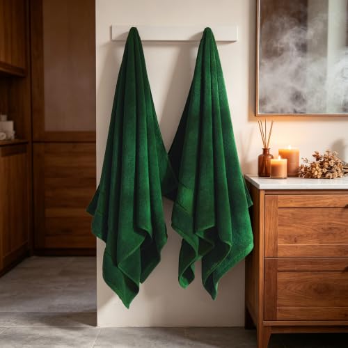 COZYART Bath Towel Set 6 PCS Formal Green Luxury 100% Turkish Cotton 650GSM | Soft Absorbent Quick Dry, OEKO‑Tex 100 Cert. Zero Twist Ring Spun Cotton, Plush, Breathable Hotel Quality Bathroom Towels - color: Formal Green