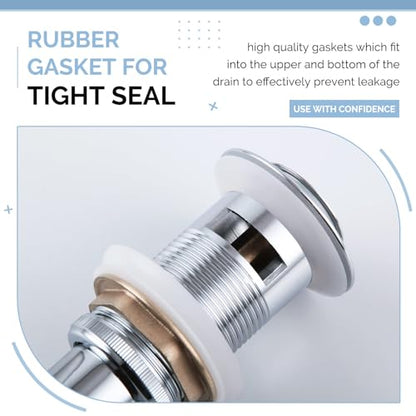 Angle Simple Bathroom Sink Drain Chrome, Pop Up Drain Stopper with Overflow | Brass Sink Stopper Assembly, Fits Lavatory & Vanity Sink with 1.61 to 2 Inches Drain Hole - color: Chrome
