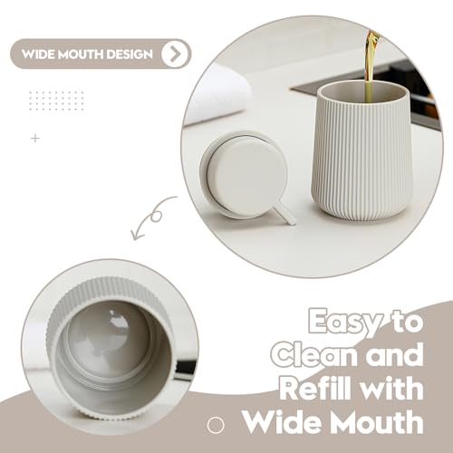 YAUKPH Striped Foaming Hand Soap Dispenser Beige | with Leak-Proof Pump for Bathroom and Kitchen Countertop 11oz - color: Beige, size: Foaming Dispenser