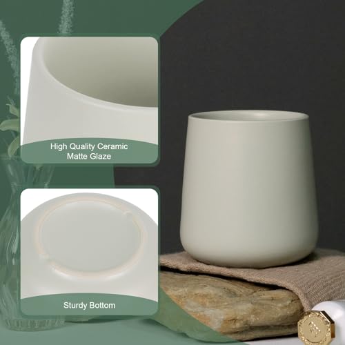 INGOFIN Ceramic Toothbrush Holder, 12 oz Grey Bathroom Toothpaste Cup | Toothbrush and Toothpaste Holder Cup for Bathroom Vanity and Hotel Countertop Organizer, for Cosmetic Makeup Office Pencils - color: Light Grey