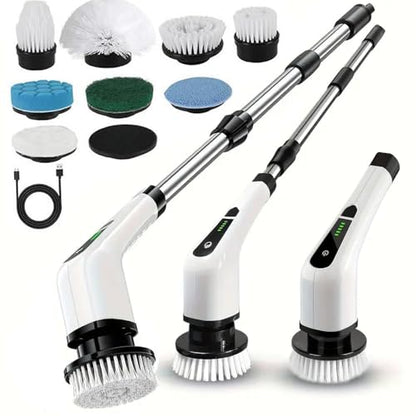 Electric Spin Scrubber,Cordless Cleaning Brush,Shower Cleaning Brush with 8 Replaceable Brush Heads, Power Scrubber 5 Adjustable Speeds for Floor Bathroom Shower Bathtub Glass Car, Gift