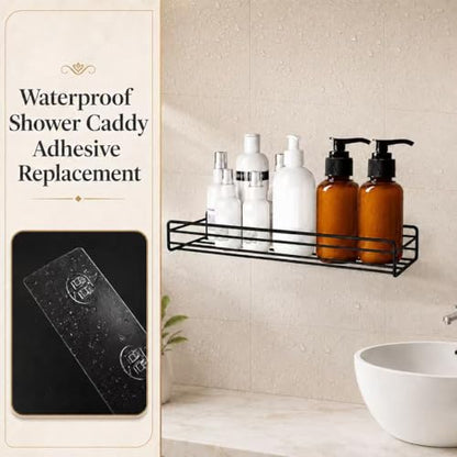 Shower Caddy Adhesive Replacement, 8 Pcs Strong Shower Shelf Adhesive, WaterProof Showers Adhesives Strip, Ad-hesive Hook for Showers, No Drilling for Bathroom Storage Shelve and Kitchen Rack - color: 8pcs Transparent
