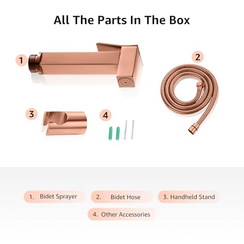 Handheld Bidet Sprayer for Toilet, Cloth Diaper Sprayer with Wall Mounts (ABS) and Hand Held Bidet Bathroom Hose (Stainless Steel), Jet Spray for Toilet, Muslim Shower, Easy to Install (Rose Gold) - color: Rose Gold