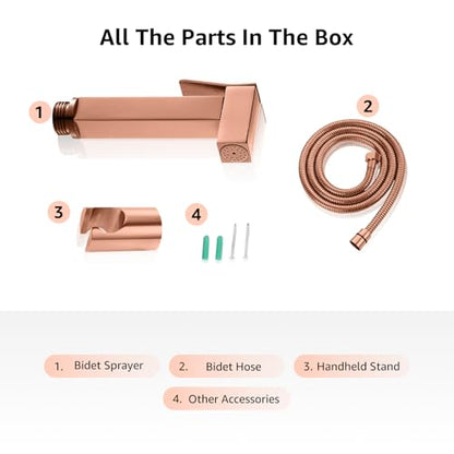 Handheld Bidet Sprayer for Toilet, Cloth Diaper Sprayer with Wall Mounts (ABS) and Hand Held Bidet Bathroom Hose (Stainless Steel), Jet Spray for Toilet, Muslim Shower, Easy to Install (Rose Gold) - color: Rose Gold