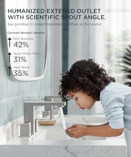 QFN Bathroom Faucet 3 Hole 8 Inch Widespread for Vanity Sink Brushed Nickel | Two Handles Bathroom Sink Faucet Lead-Free Square Design with Supply Lines, 4-12 Inch 3 Hole Install, for RV Vanity Laundry - color: Brushed Nickel, style: Square