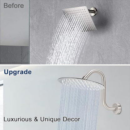 NearMoon S Shaped Shower Head Riser Arm, Shower Extender Arm with Flange, Standard 1/2" Connection- Bathroom Accessory (8 Inch, Brushed Nickel) - color: Brushed Nickel, style: 8 Inch