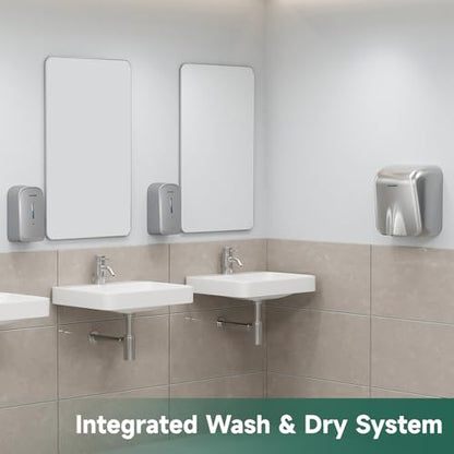 anydry Commercial Automatic Soap Dispenser 34oz Large Capacity Wall-Mounted | Touchless Liquid Dispenser, Five-Level Adjustment, Ideal for High-Traffic Bathroom, Restroom, Durable Wall-Mount Installation - color: Silver