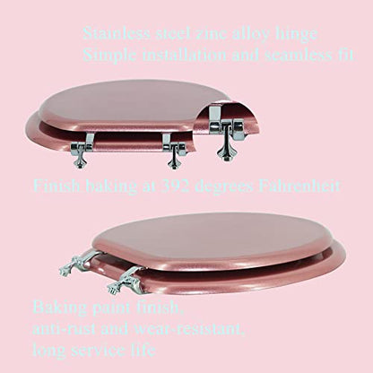 Elongated Toilet Seat Wood Toilet Seat Prevent Shifting with Zinc Alloy Hinges American Standard Size Toilet Seat Easy to Install also Easy to Clean (Elongated,Sparkling Queen Red) - color: Queen Red, size: Elongated