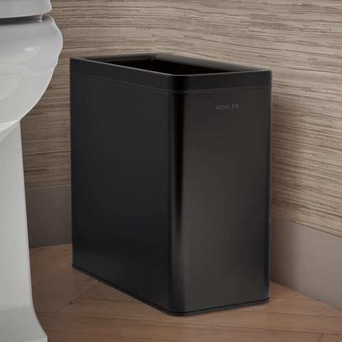 Kohler K-31313-BST 12-Liter Open-Top Trash Can, Black Stainless Steel - color: Black Stainless Steel, size: 3.1 Gallon - Open Top