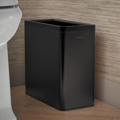 Kohler K-31313-BST 12-Liter Open-Top Trash Can, Black Stainless Steel - color: Black Stainless Steel, size: 3.1 Gallon - Open Top