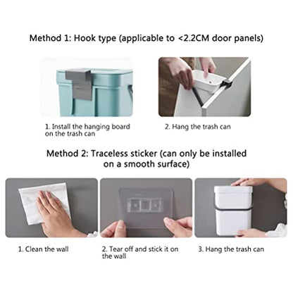 Small Kitchen Compost Bin, 3L Kitchen Waste Bin Wall Mounted Trash Can with Lid PP Material for Bathroom Kitchen Use (blue)